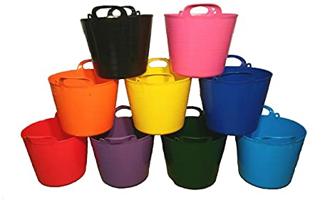 26L Litre Strong Flexi Tubs Trugs Laundry/Storage/Builder/Garden Buckets - Set of 3