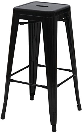 Mendler Barhocker HWC-A73, Barstuhl Tresenhocker, Metall Industriedesign stapelbar - schwarz