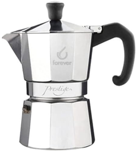 FOREVER Cafetera Moka Inducción 3 Tazas, Miss Moka Prestige Induction, Cafetería Inductiva para Casa, Cafetera Portátil para Viaje, Tazas de Café, Incluye Junta de Silicona