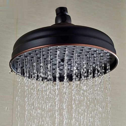 AFUDER Ottone Antico Tondo 8 Pollici Doccia Soffione Accessori Bagno Ricambio Doccia Per Esterno Soffione Doccia Grande (Standard 1/2 pollice)