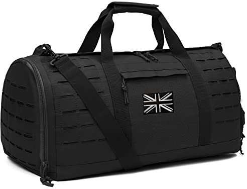 QT&QY 40L Military Tactical Duffle Bag for Men Sport Gym Fitness Tote Travel Training Workout with Shoe Compartment Football Weekender