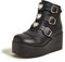 LUCKY STEP Damen-Plateau-Stiefeletten mit klobiger Sohle – Runde Zehenpartie Reißverschluss Keilabsatz Rave-Schnalle Dicke Sohle Goth-Stiefel (Schwarz, 10US-41EU-8UK)
