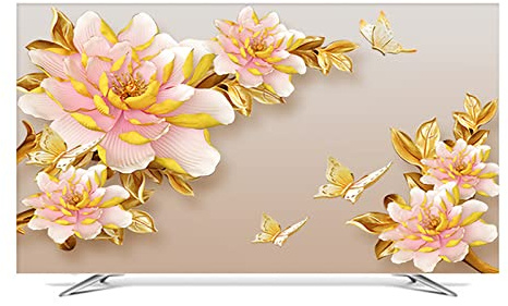 Uvency 80In Hanging Desktop Curved Screen Universal Tv Cover Dust Cover Cloth Indoor Cover Type Tv Screen Protector Bedroom Living Room Decoration Television/Yh208/80In