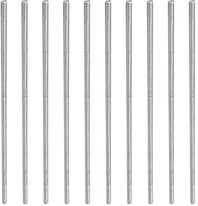 Rebower Totalmente Roscado Varilla 304 Inoxidable Acero Perno Prisionero Barra, [para Colgador U Pernos] - M4 x 180mm Macho Roscado/Plateado/Paquetes de 10