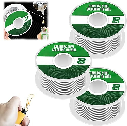 Aluminum Stainless Steel Lighter Solder Wire, High Purity Low Melt Soldering Wire Stainless Steel Solder Tin Wire(1.0mm) (3 pcs)
