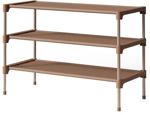 Kitsure Premium Non-Woven Shoe Rack Shelf, 63 x 30 x 39 cm, Brown | Shoe Organizer for Closet, Entryway, Garage & Corridor, Sturdy & Durable Long Stackable Shoe Shelves,