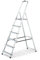 Home Aluminiumleiter 6 Stufen, belastbar bis 125 kg, rutschfeste Füße, breiter Arbeitsplattform, Haushaltsleiter, Leiter klappbar