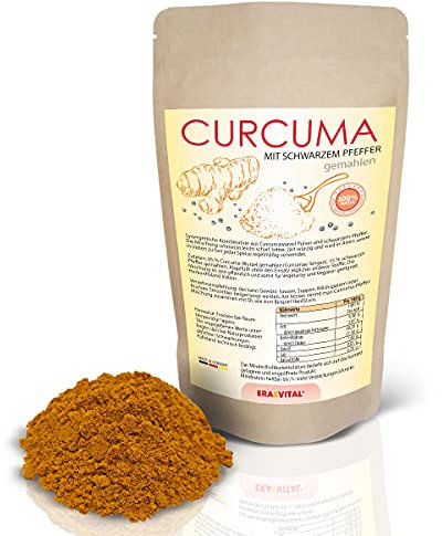 Kurkuma (Curcuma) mit schwarzem Pfefferpulver 1000 g - gentechnikfrei glutenfrei vegan vegetarisch allergiefreundlich, wiederverschließbaren Standbeutel, aus 100% recycelbarem Material (1000)