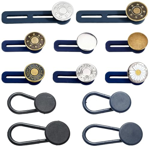 12 Stück Taillenverlängerungshose Knopf, Ohne Nähen Knopfverlängerung, Elastische Hosenverlängerungsknopf, Hosentaillenverlängerung Verstellbarer Bundverlängerung Hose für Herren & Damen Jeans