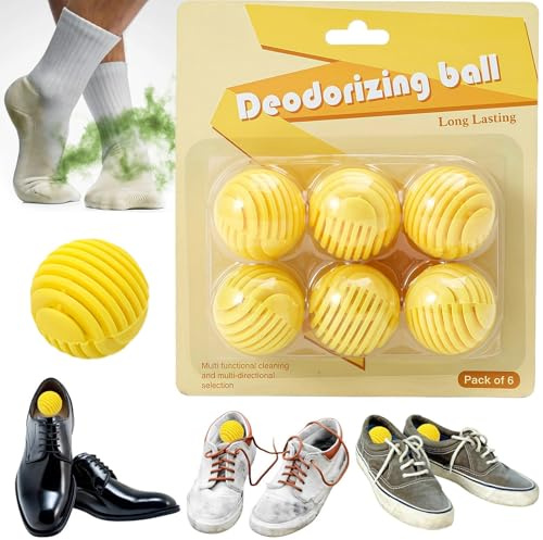 6PCS Shoe Deodorizer Balls,Shoes Air Freshener,Shoes Fresheners,Shoe Smell Remover,Ball Deodorant, For Mens, Deodorizer Balls,Ball Deodorant, Lemon Flavor