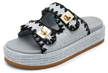 DREAM PAIRS Women Espadrilles Summer Wedge Sandals | Soft supportive PU midsole, chic buckle strap, hook-and-loop customizable fit, effortless slip-on