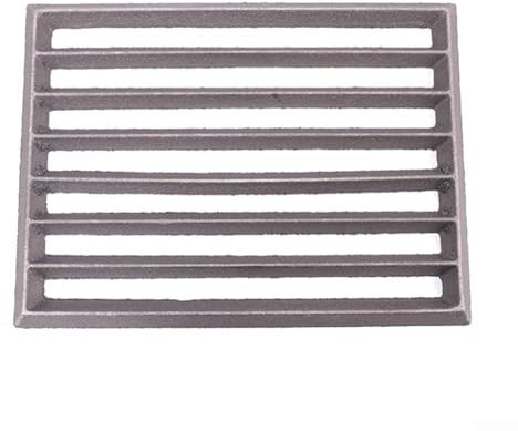 HOHOVYVY Rejilla cuadrada de hierro fundido para estufas de chimenea, mejor circulación del aire y combustión de madera eficiente, compatible con para rastrillo (23,5 x 17 cm)