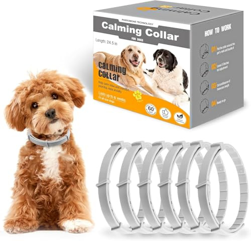 Beruhigungshalsband für Hunde 6 Packungen Hund Pheromon Calm Halsbänder Relief Angst Stress Trennung Lasts 60 Tage Relieve schlechtes Verhalten 25 Zoll Größe einstellbar für alle Hund