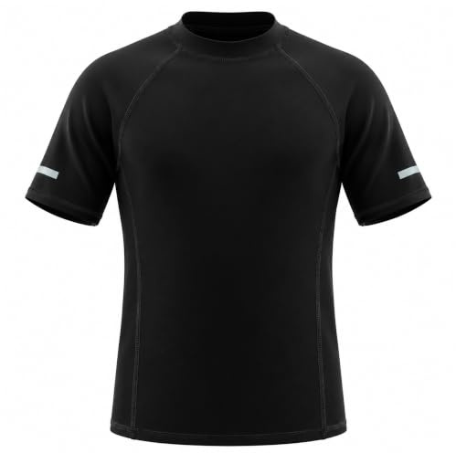 Hoseay Pojkskjorta Flickskjorta Rashguard-skjorta Simtröja Barn Kortärmad Simtröja med Reflekterande Ränder Snabbtorkande Badkläder Badkläder Surfning Pool Strand för 7-15 år, svart, 13-14 år