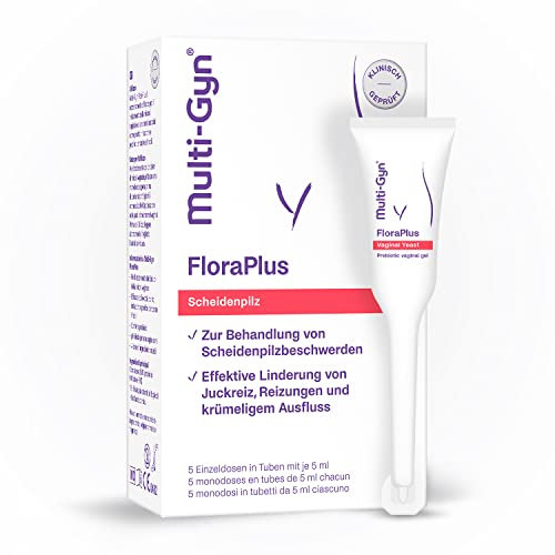 Multi-Gyn FloraPlus Intimcreme - Behandelt Symptome von Scheidenpilz - Sofortige Linderung von Juckreiz, Reizungen & Reduzierung von Ausfluss - vaginale Infektionen - mit Prebiotika - 5 x 5ml