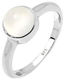Elli Anillos solitario para mujer con piedra lunar en color pastel, de plata de ley 925
