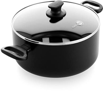 GreenPan Cambridge Kochtopf mit Deckel (24 cm/4,9l), gesunde keramische Antihaftbeschichtung, PFAS-frei, induktionsgeeignet, spülmaschinengeeignet, Schwarz