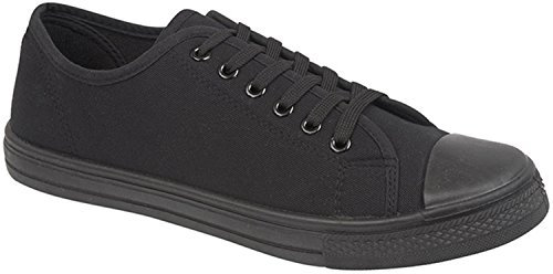 Mens Canvas Baseball Shoes Trainers - Baltimore (9, All Black)