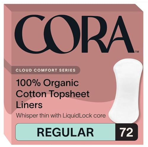 Cora 100% Organic Cotton Topsheet Period Liners (72 Regular Period Liners)