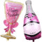 DIWULI Luftballons Sektglas & Flasche - Deko für Geburtstag