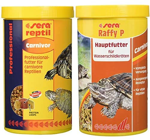 sera Bundle Wasserschildkröten - 2mal 1000ml Futter gemischt reptil Professional Carnivor und Raffy P