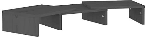 vidaXL Monitorständer Schreibtischaufsatz Monitorerhöhung Bildschirm Aufsatz Bildschirmerhöhung Bildschirmständer Grau 60x24x10,5cm Massivholz Kiefer