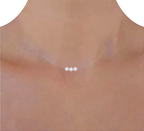 Collier Invisible Triple Solitaire Collier transparent fil de nylon style fil de pêche