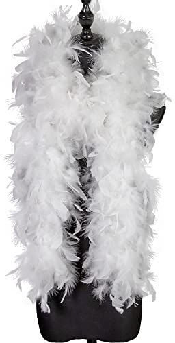 Raibertin Flauschige Marabu-Federn, Boa-Bordüre, dekorativ für Bastelarbeiten, 1920er-Jahre, Zubehör, Frauen, fusselfrei, Federboas, Dekoration für Weihnachtskleidung, Kleid, Kostüm, 90 g, Weiß, 78.7