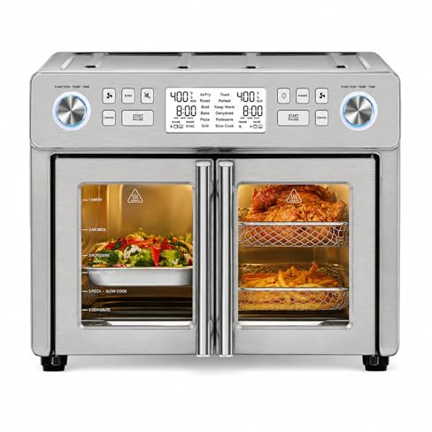 Emeril Lagasse Everyday French Door 360 Air Fryer, 25 Quart Capacity, Dual Temperature Zone Kitchen 2 Different Ways, Stainless Steel