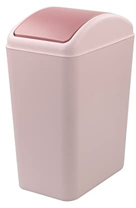 Parlynies 15 L Swing Top Trash Can for Home Office School Bathroom, Rubbish Dustbin Plastic Small Waste Bin (Pink)