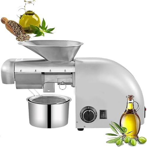 DPQYJPP Automatic Oil Press Machine Cold/Hot Nut Oil Extractor Stainless Steel Oil Presser Expeller 24-Hour Continuous Press And Heat Dissipation for Peanut Hemp Sesame Almond Flaxseed gr,Silver