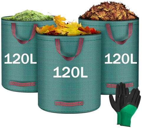 Flintronic Gartenabfallsack, Gartensäcke für Gartenabfälle 3X 120l, Grünschnittsäcke faltbar, Garten Sack Laubsack Abfallsack für Gartenabfälle Grünschnitt Laubabfall