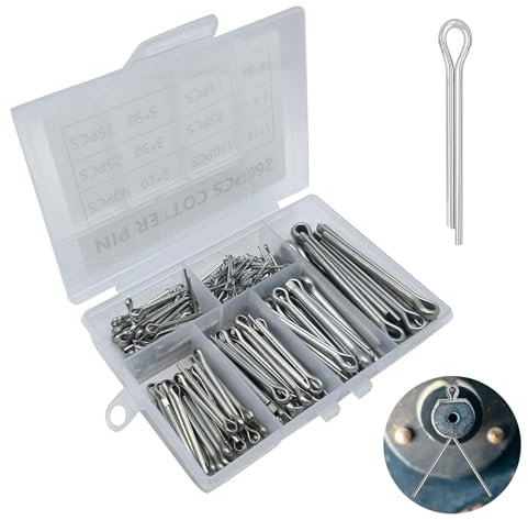 gvivej 260 Stück Splinte Sortiment - Sicherungssplinte Set mit Edelstahl M1 M2 M2.5 M3 M4 M5 - für Fahrrad Autozubehör Landwirtschaft Maschinen