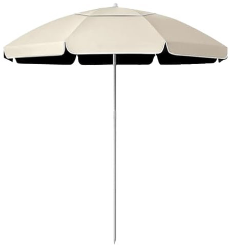 Parasol de Jardin Exterieur Portable 170cm, Parasol de Plage pour Balcon, Terrasse, Parasol de Table de Marché, UPF 50+, Sans Base(Beige)
