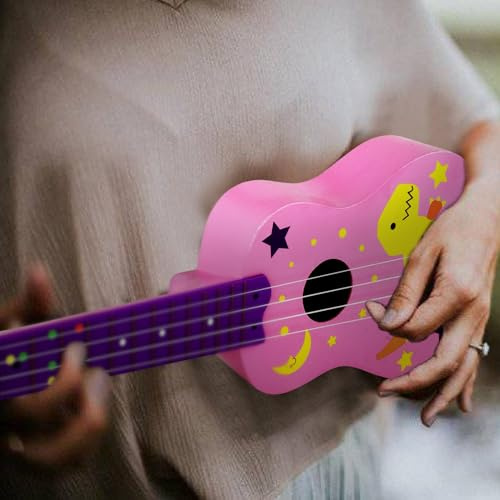 Mtlavishness 21 tum barn ukulele premium full träkropp poppelhandtag hållbara vita nylonsträngar lätt att ställa in för nybörjare studenter vänner tonåringar och vuxna (Rosa)