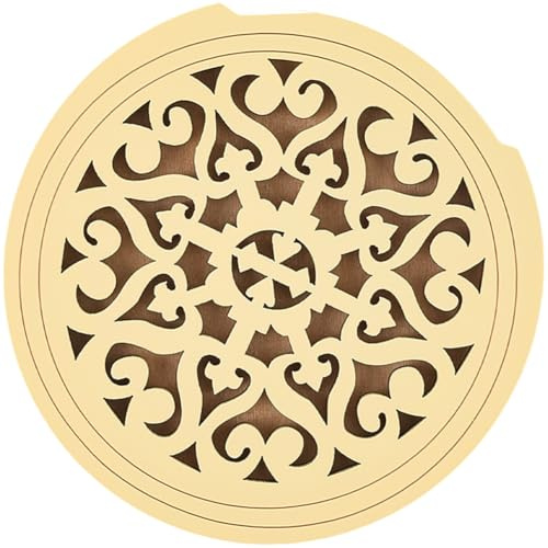 GORGECRAFT Cubierta de Madera para Boca de Guitarra 10.5cm Color Amarillo Claro con Diseño de Flores para Pastilla Protector Reductor de Retroalimentación Supresor Y Eliminador de Guitarras Acústicas.