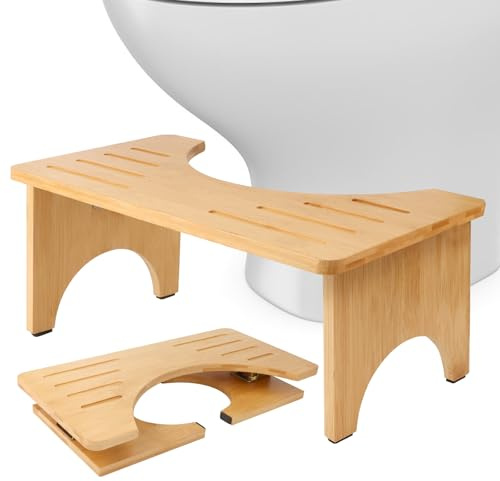 JSMTKJ Sgabello fisiologico in legno, sgabello WC pieghevole in legno, sgabello a forma di C resistente a 35 gradi per Toilette, Fisiologica WC Antiscivolo Allevia Stitichezza