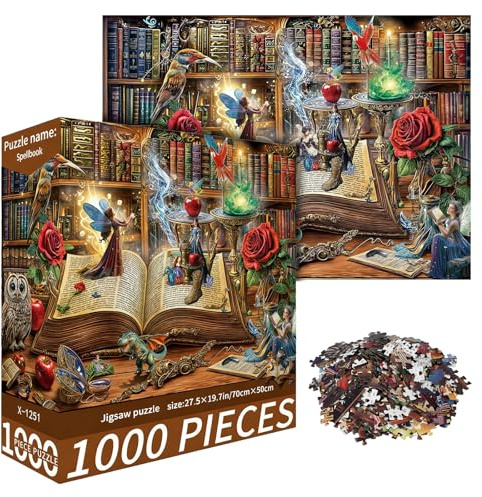 Magic Book Jigsaws Puzzles, 1000 Pieces Jigsaws Challenging Puzzle Games for Adults, Beautiful Decoration Puzzle, Puzzle Game for Party Family Fun Birthday Gifts (50x70cm)