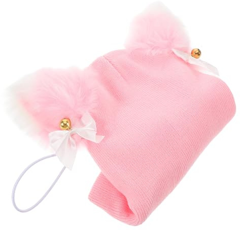 TOGEVAL Housse de Casque Multisports en Tricot Rose Motif Chat, Protection de Casque de Ski Garçon et Filles, Couvre-Casque pour Snowboard et Parapente, Équipement de Protection Hivernal