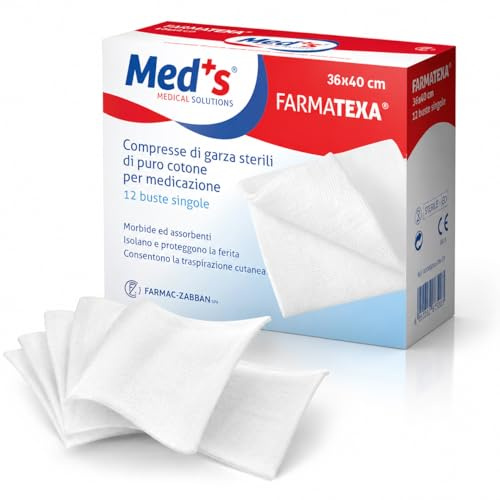 Compresse di Garza Idrofila Sterile Monouso 36x40 cm Cotone 100% – Garze Piegate Assorbenti per Medicazione e Pronto Soccorso (120 pz)