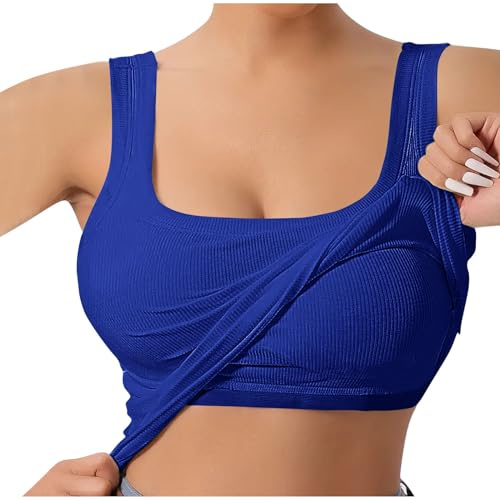 Debardeur Femme Été Debardeur avec Soutien Gorge Intégré Débardeurs Grande Taille Camisole Chic et Élégant Tank Tops Basique Chemise à Bretelles Minces Hauts Tendance Top Mode Vêtements