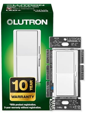 Lutron Diva LED+ Dimmer Light Switch for Dimmable LED, Halogen, and Incandescent Bulbs, 150 Watt, Single-Pole or 3-Way, DVCL-153P-WH, White