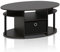 Furinno JAYA Ovaler Couchtisch mit modernem Design mit Einschub, holz, Nussbaum, 50.04 x 50.04 x 16.4 cm, Walnuss/Schwarz