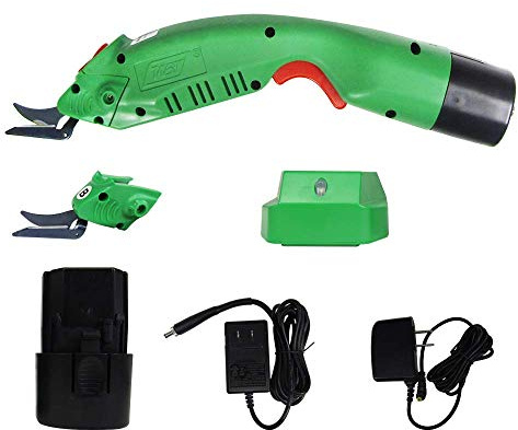 MXBAOHENG WBT-2 Cordless Electric Scissors for Cutting Fabric/Carpet/Sponge/Paperboard Fiberglass Scissor w/ 2 Blades 5000mAh Large Battery Low Noise