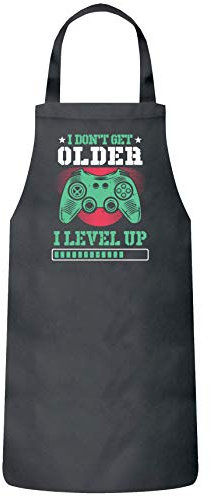ShirtStreet Geschenkidee für Gamer Gaming Frauen Herren Barbecue Baumwoll Grillschürze Kochschürze Gamer - I Don't Get Older, Größe: onesize,Dark Grey