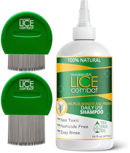 Lice Treatment | Shampoo & Two Combs | Helps Cure Lice & Nits | Repels & Prevents | Pesticide Free | 100% Natural | Tea Tree + Coconut Oil | Best Value | Smells Great.