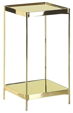 Beliani Tavolino Dorato in Vetro Temperato 29 x 29 x 60 cm Gambe in Metallo