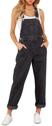 LookbookStore Overalls for Women Spring Summer Overalls 2026 Classic Bib Black Jean Jumpsuits Fashion Baggy Dungarees Women Denim Jeans Size XL Size 16 18