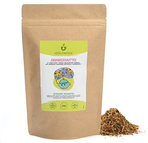 IDDA Herbal Johanniskraut Tee 250g, Johanniskrautkraut getrocknet und geschnitten, Johanniskrauttee