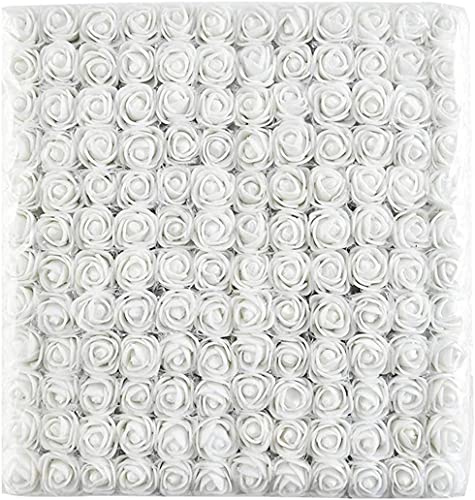 huaao 144pcs Pe Fiore Artificiale Rosa Mini Schiuma 2 cm Fiori Artificiali Bouquet Per Matrimonio Decorazione Artigianato Fiori Artificiali Creativi, Bianco